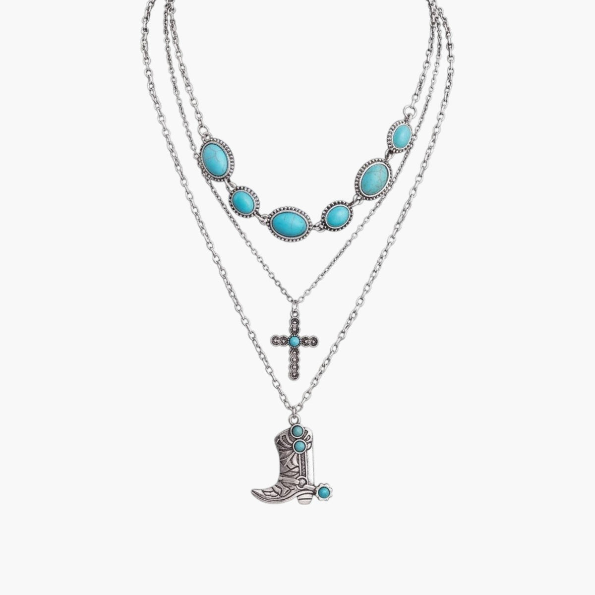 Colar Multicamadas Statement com Pendentes