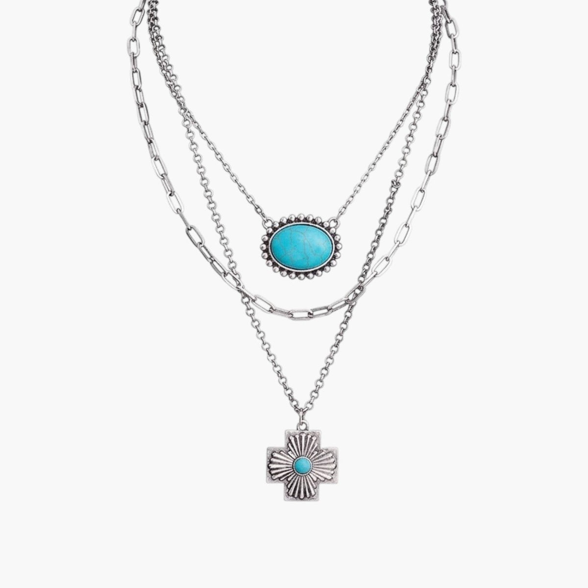 Colar Multicamadas Statement com Pendentes