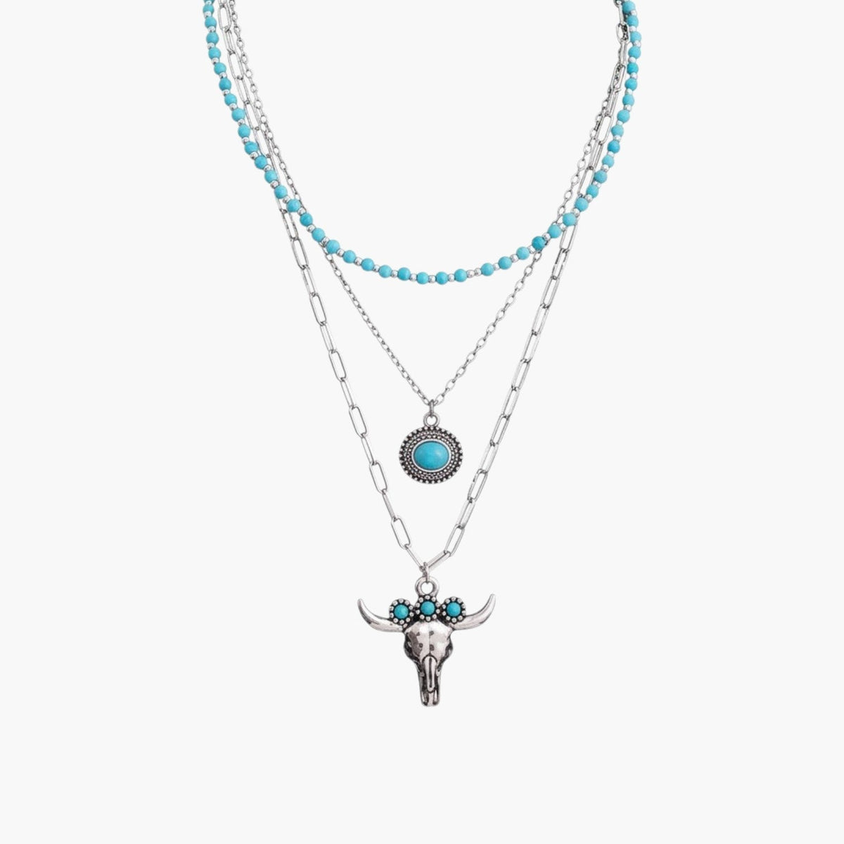 Colar Multicamadas Statement com Pendentes