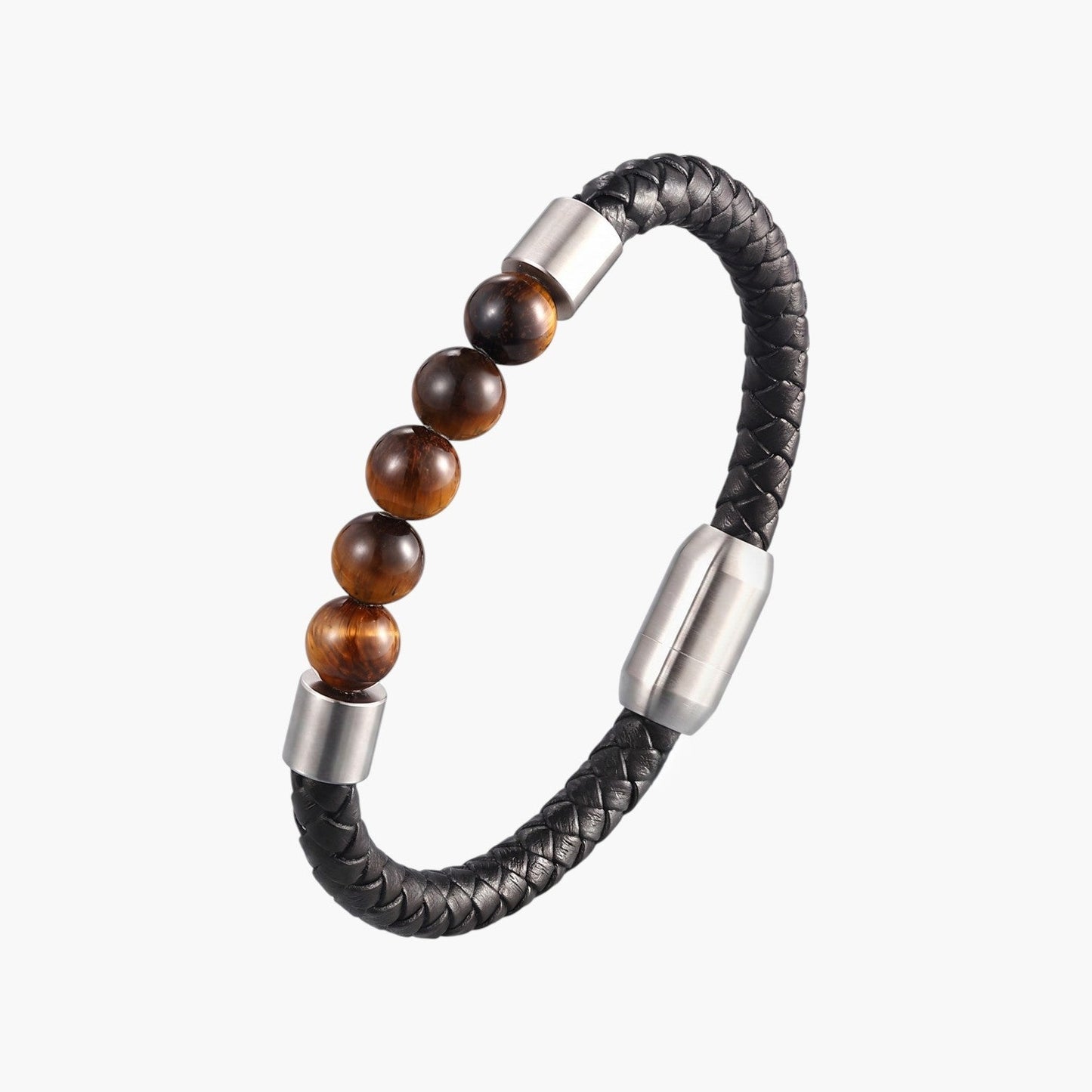 Pulseira de Couro e Pedra Natural