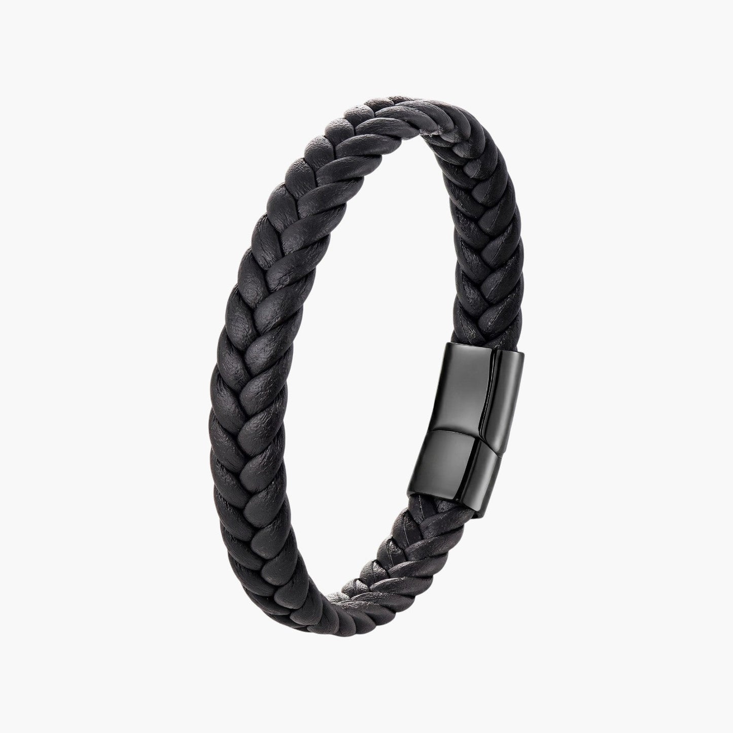 Pulseira em Pele Genuína Trançada com Fecho em Aço Inoxidável 316L