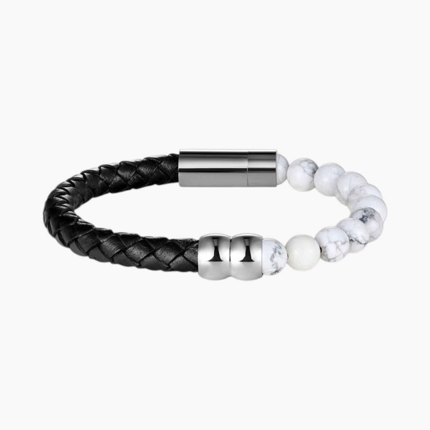 Pulseira de Couro e Pedra Natural