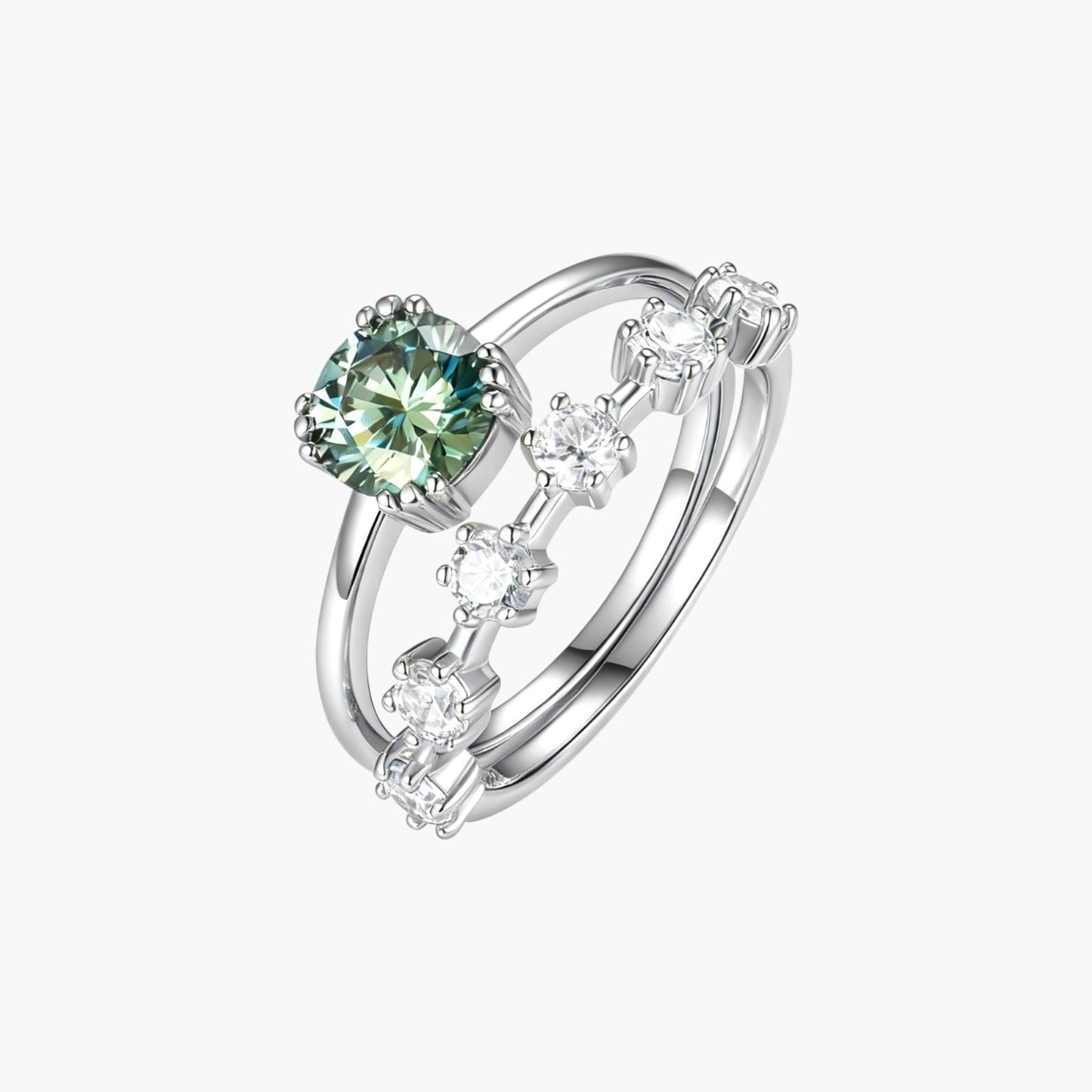 Anel Coração Celeste em Prata de Lei 925 com Moissanite