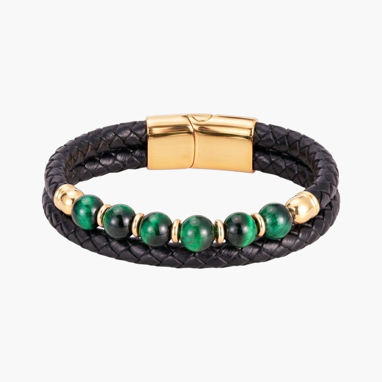 Pulseira de Couro e Pedra Natural