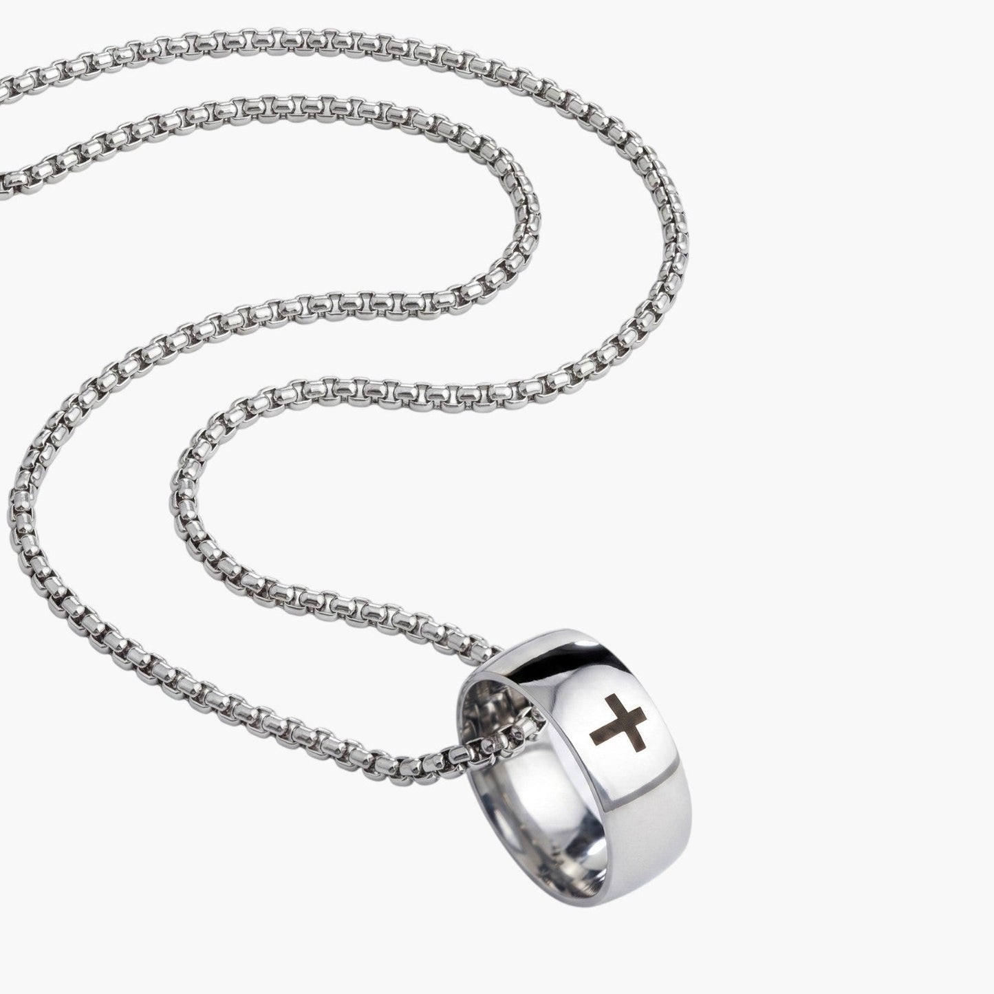 Colar Ring Cross em Aço Inoxidável 316L