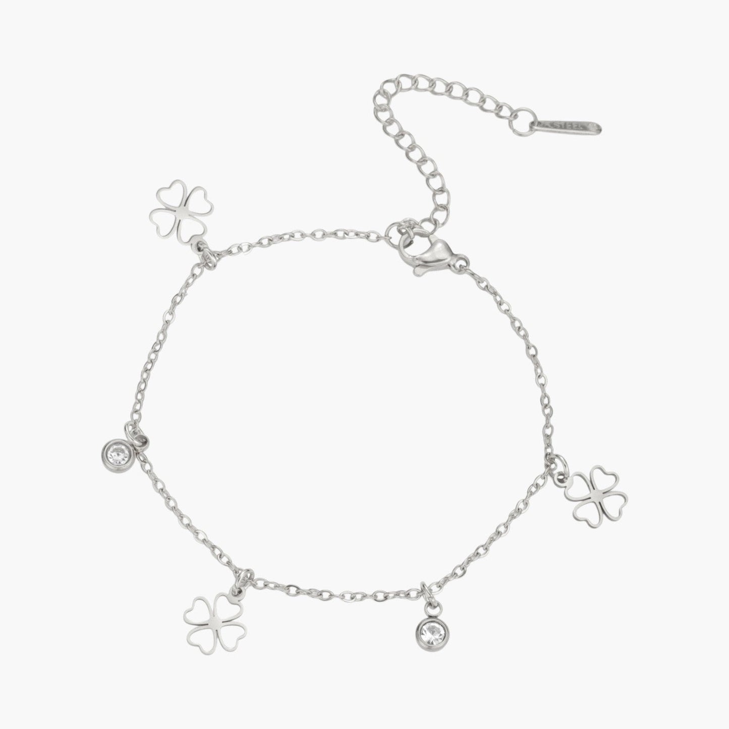 Pulseira Trevo Charm em Aço Inoxidável