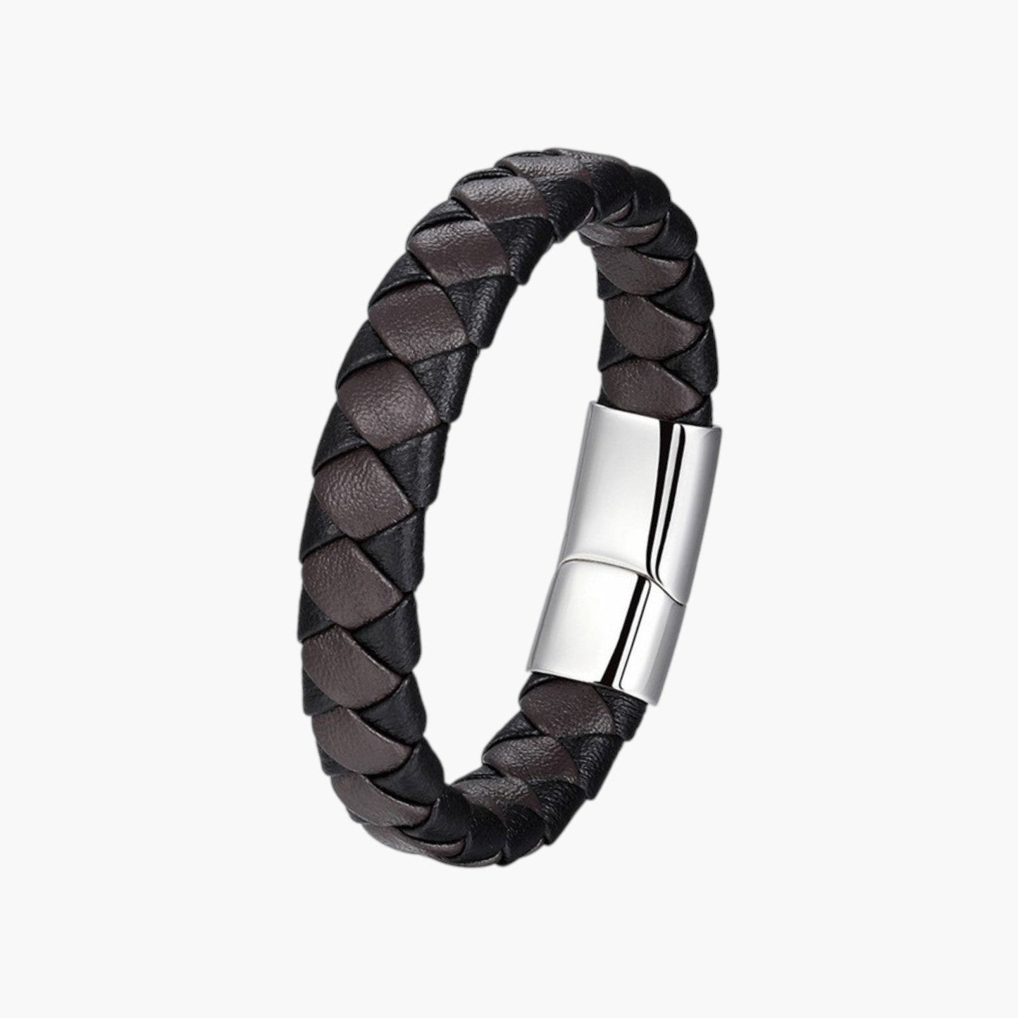 Pulseira de Couro e Aço Inoxidável
