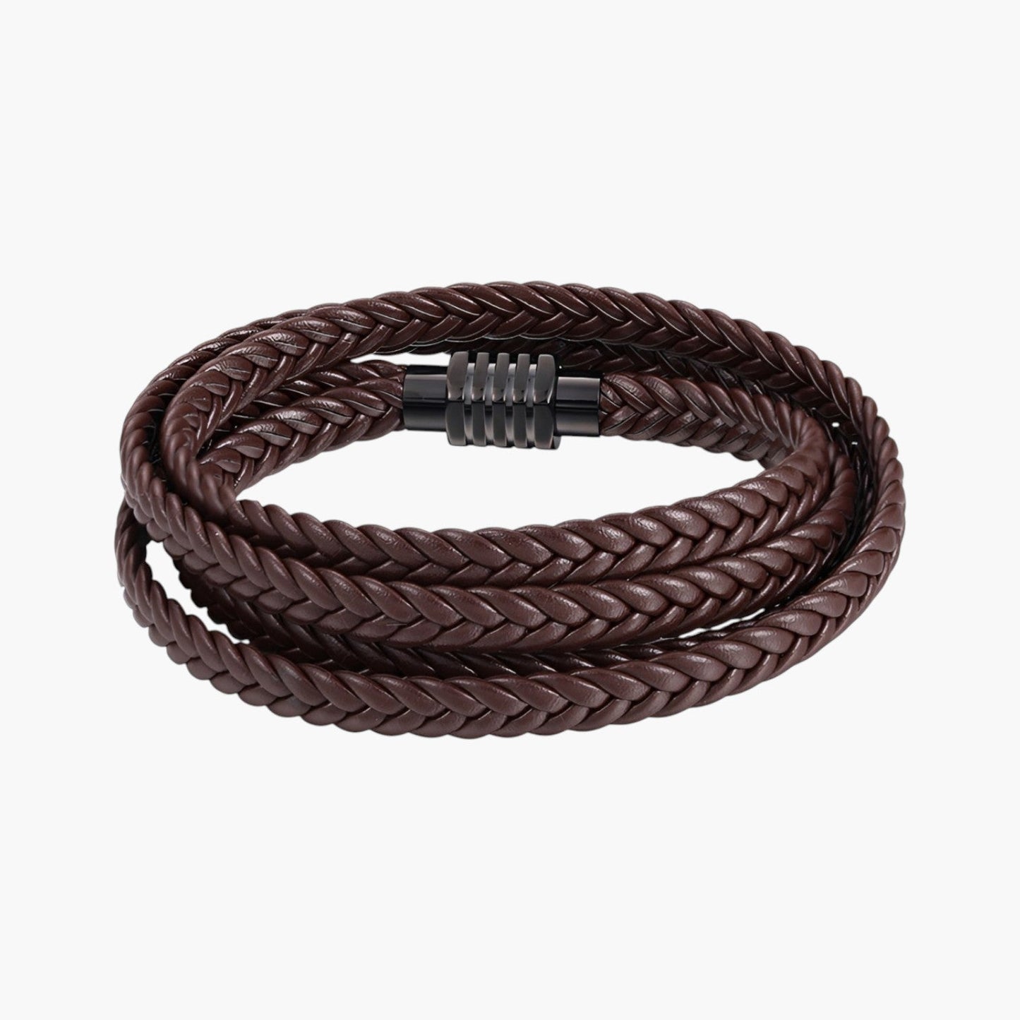 Pulseira em Couro Entrançado Multicamadas