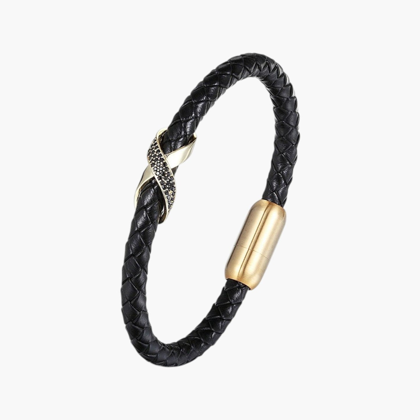 Pulseira de Couro e Aço Inoxidável 316L