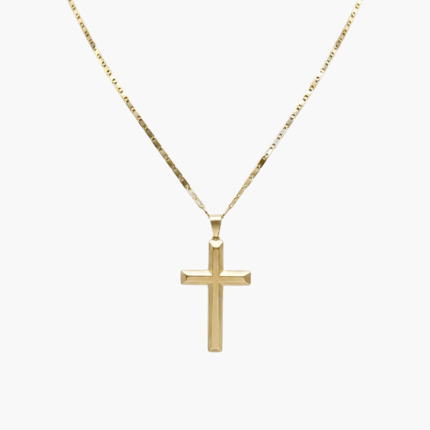 Colar Cruz Dourada Minimalista em Aço Inoxidável