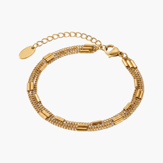 Pulseira Minimalista Multicamadas em Aço Inoxidável