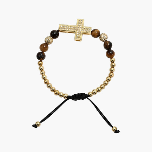 Pulseira Cruz com Pedra Natural