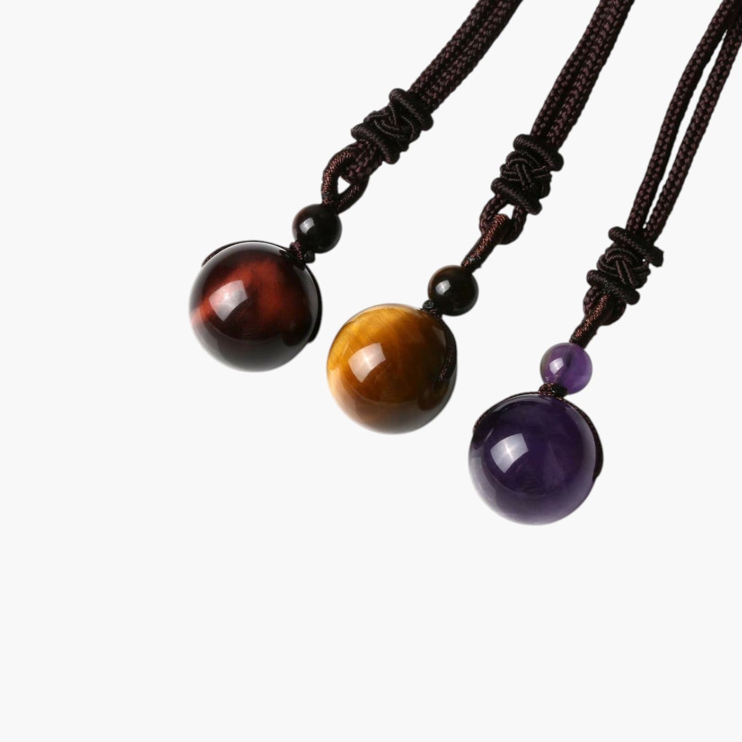 Colar com Pendente de Obsidiana Natural e Ametista