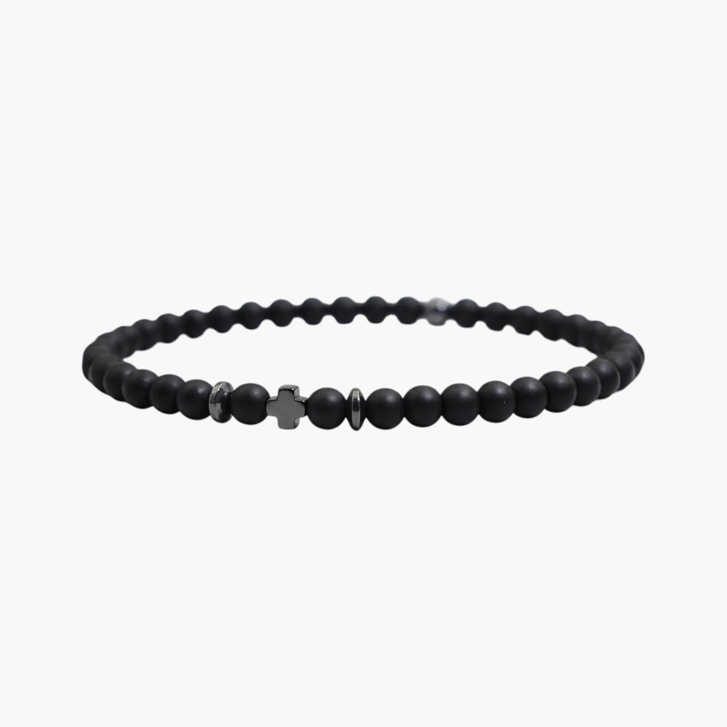 Pulseira em Pedra Natural com Cruz de Obsidiana