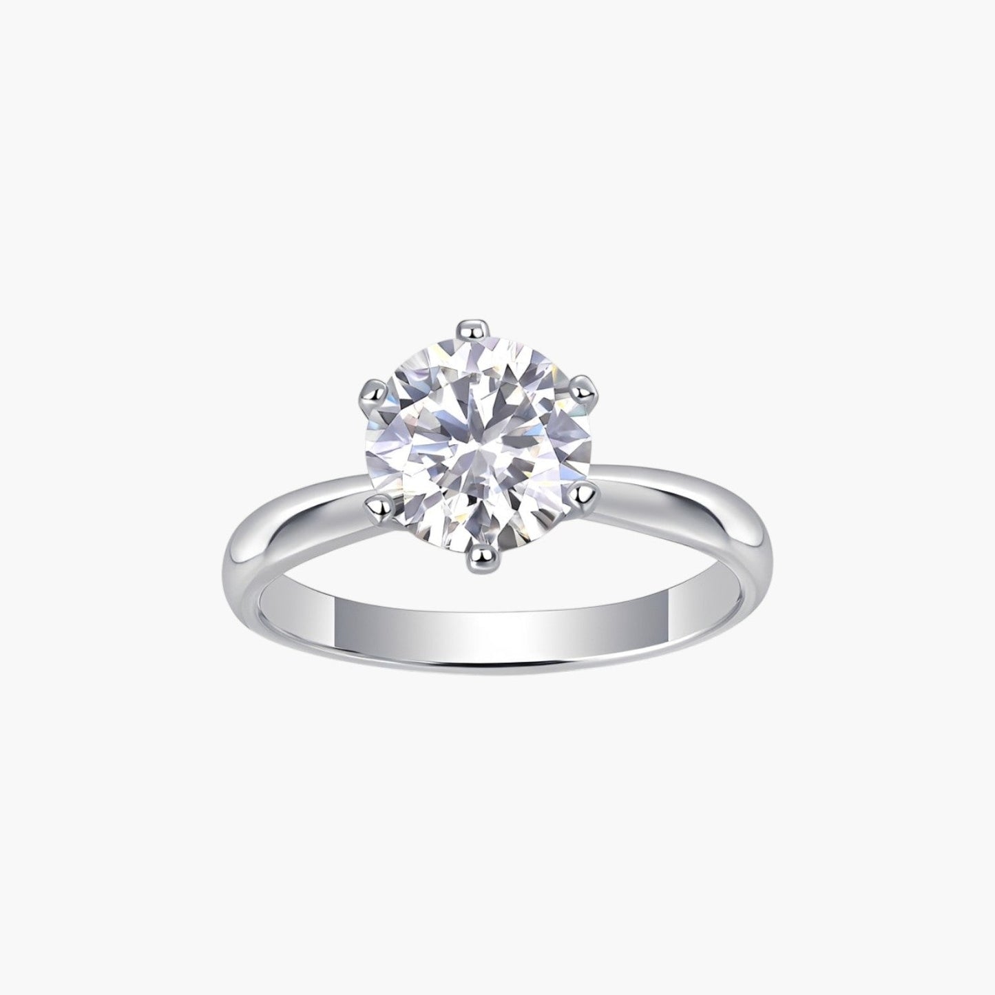 Anel Solitário em Prata de Lei 925 com Moissanite