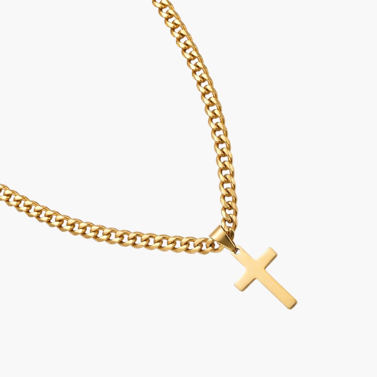 Colar com Cruz em Aço Inoxidável