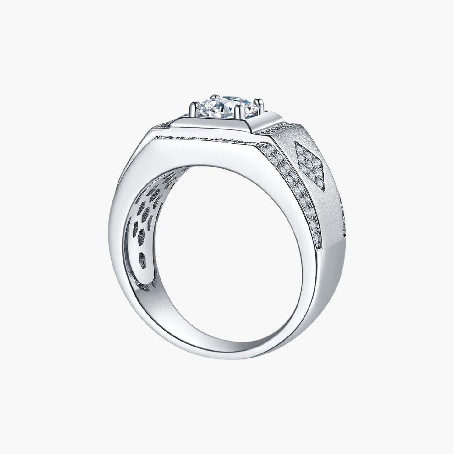 Anel Imperial Monaco em Prata de Lei 925 com Moissanite