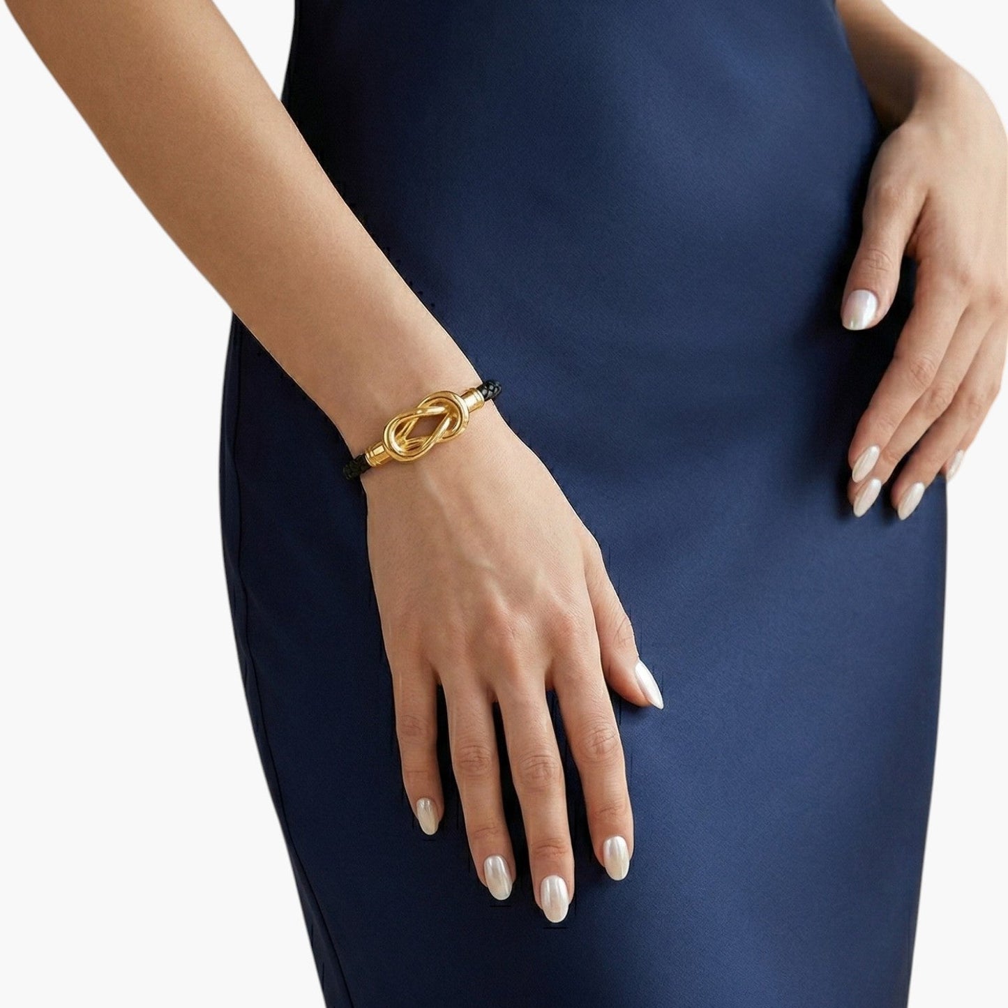 Pulseira de Couro e Aço Inoxidável