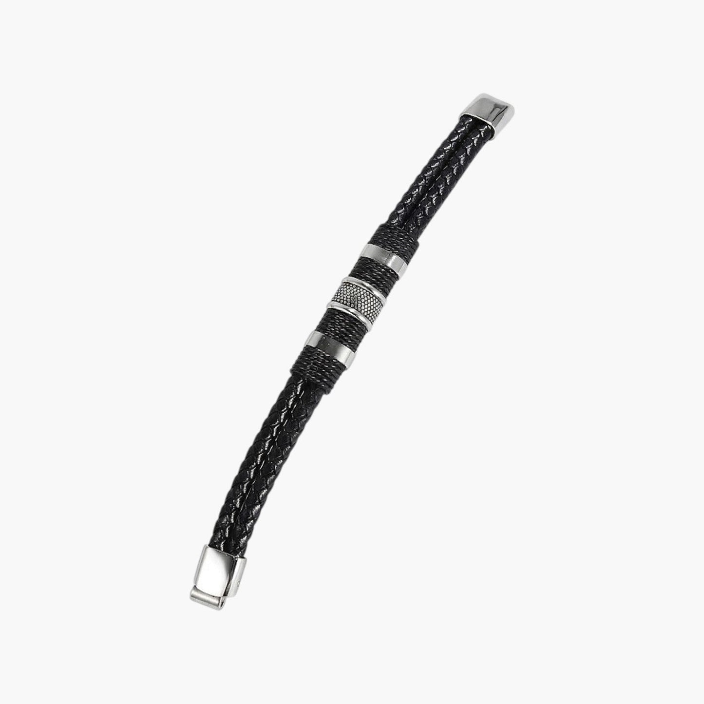 Pulseira de Couro Trançado com Fecho Magnético