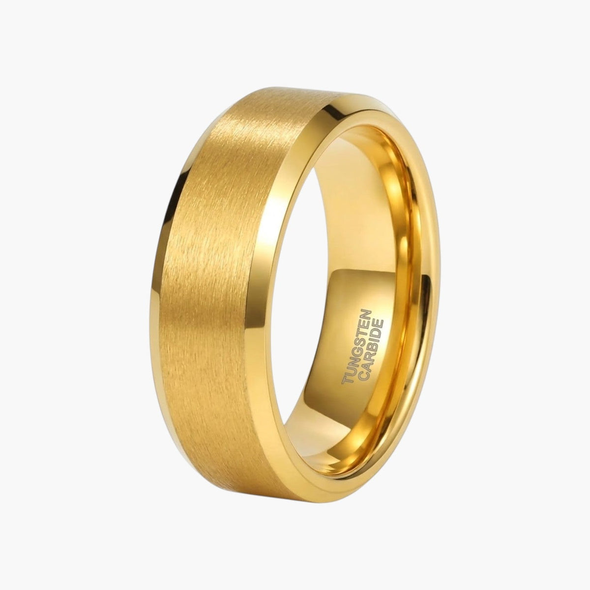 Anel Biselado em Aço de Tungsténio Dourado