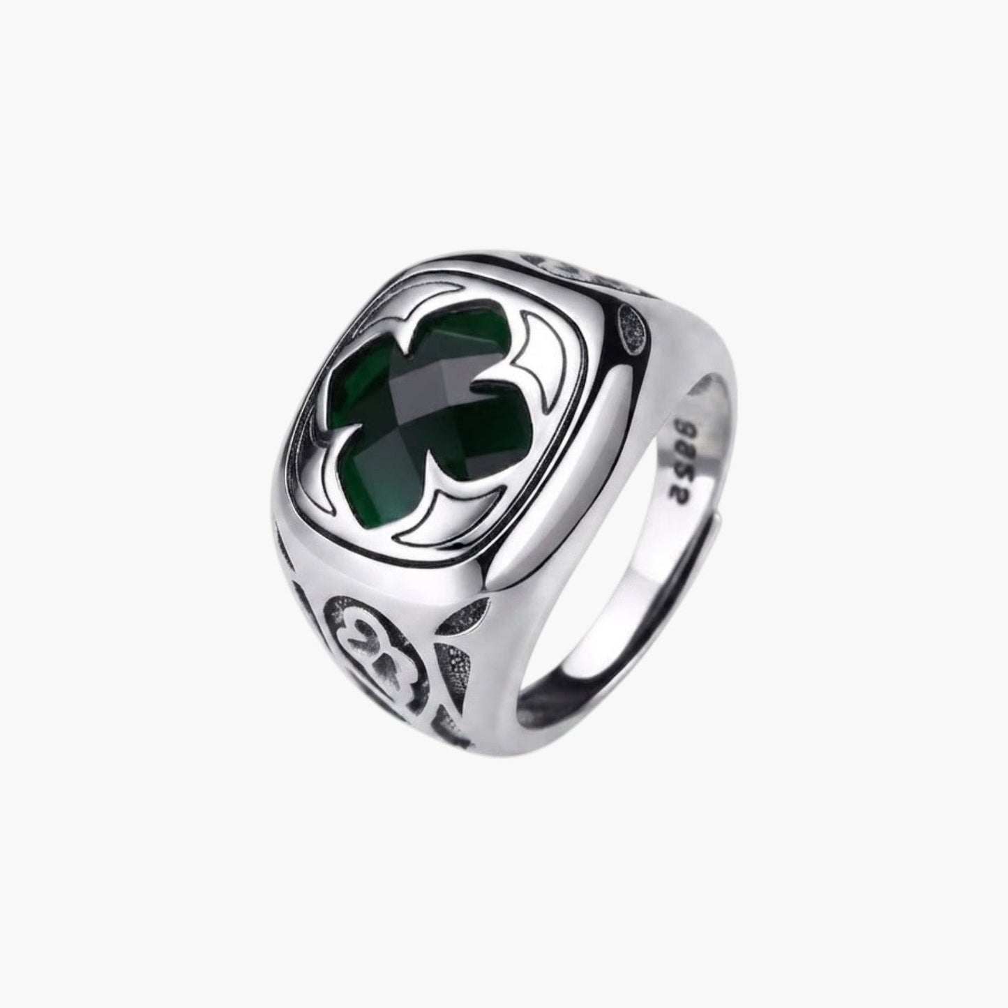 Anel Cavalier Emerald Cross em Prata de Lei 925