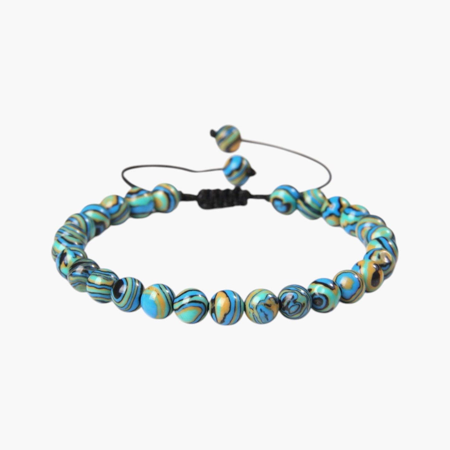 Pulseira Ajustável com Contas de Pedra Natural