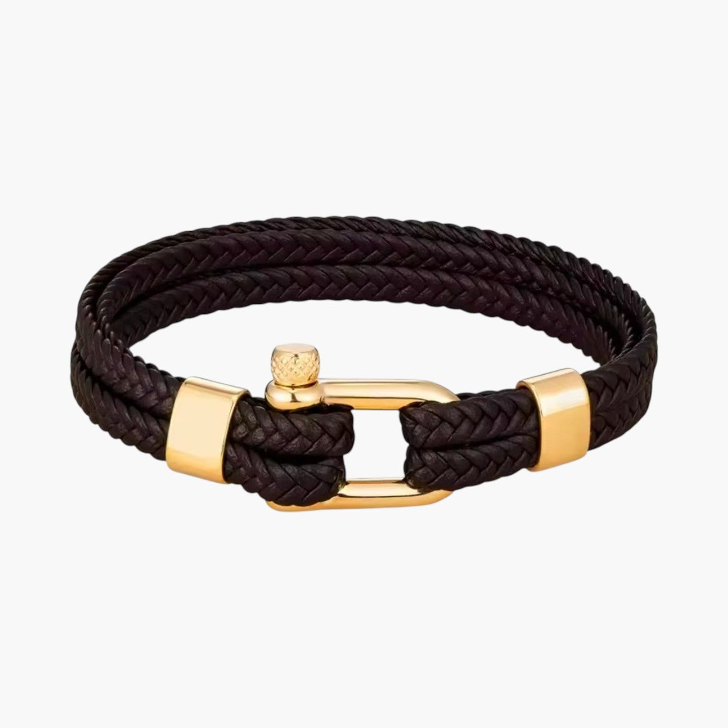 Pulseira Estilo Náutico em Couro e Aço Inoxidável