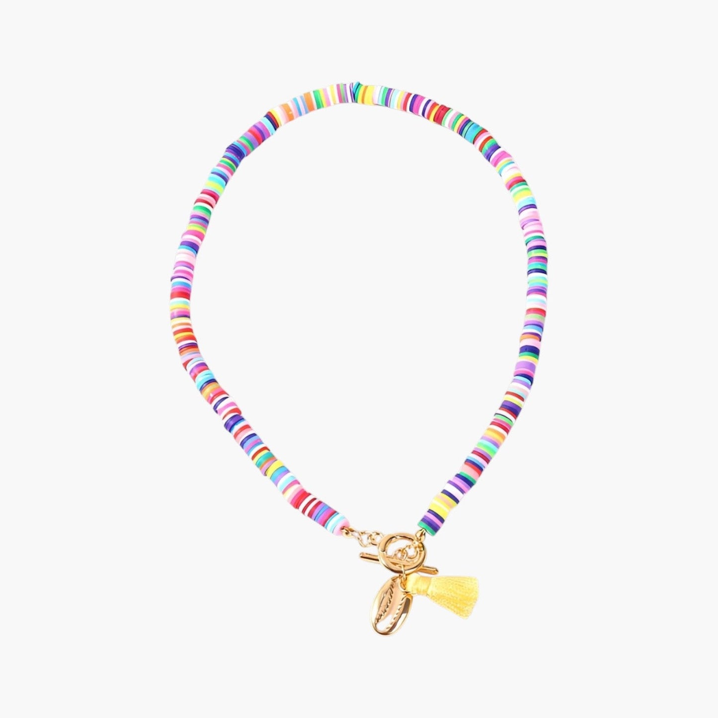 Colar Boémio Colorido com Concha e Franja
