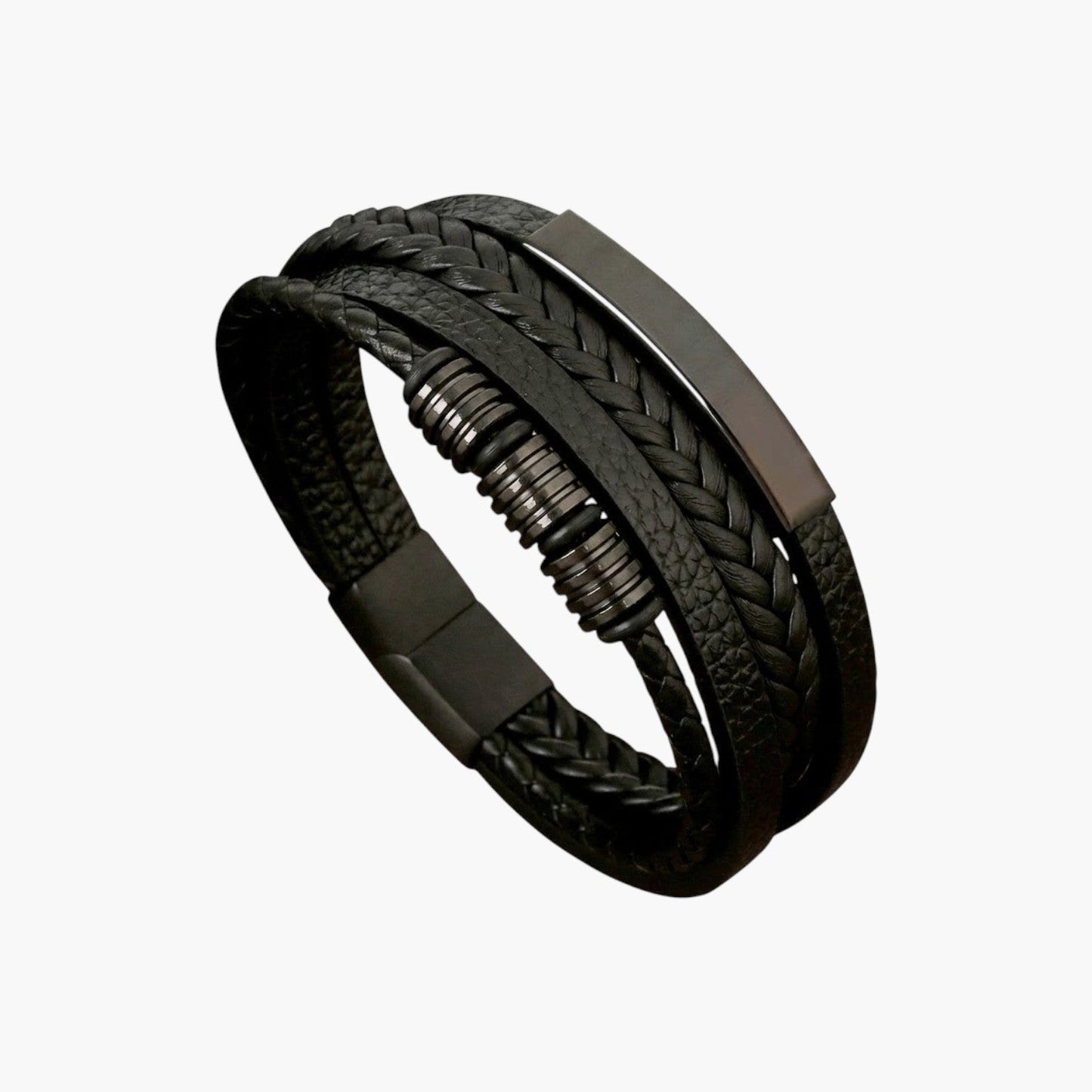 Pulseira Multicamadas em Couro Entrançado