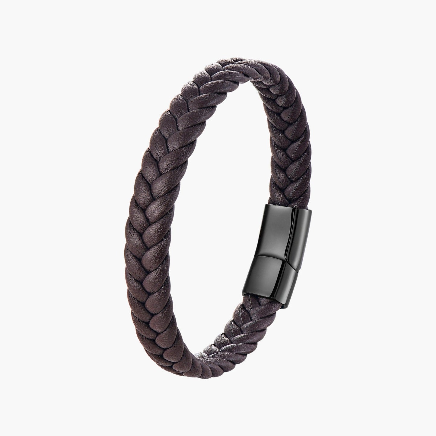 Pulseira em Pele Genuína Trançada com Fecho em Aço Inoxidável 316L