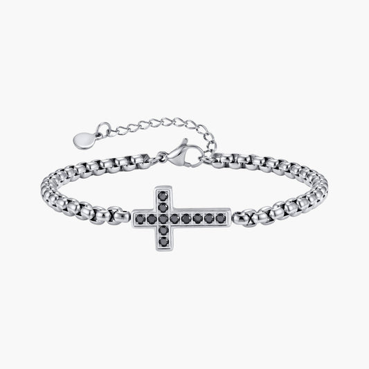 Pulseira Cruz em Aço Inoxidável