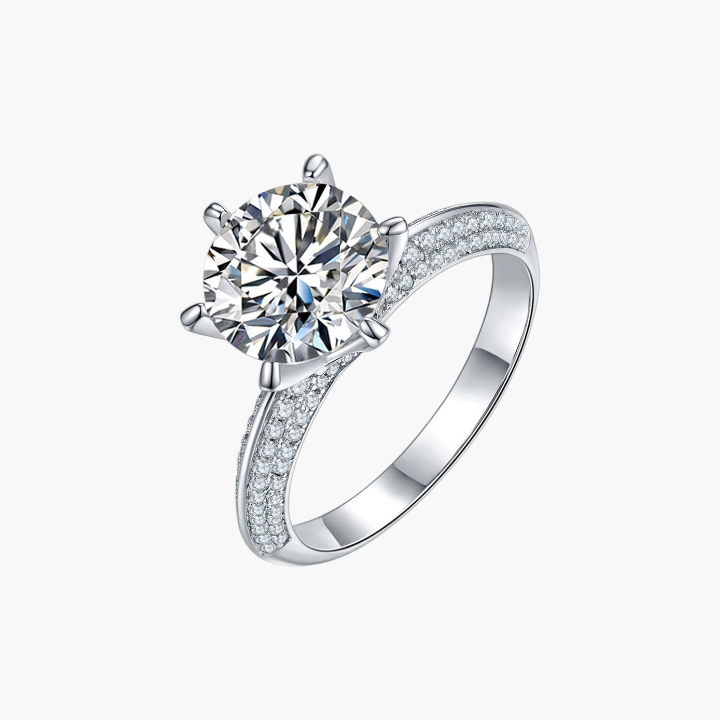 Anel Solitário em Prata de Lei 925 com Moissanite