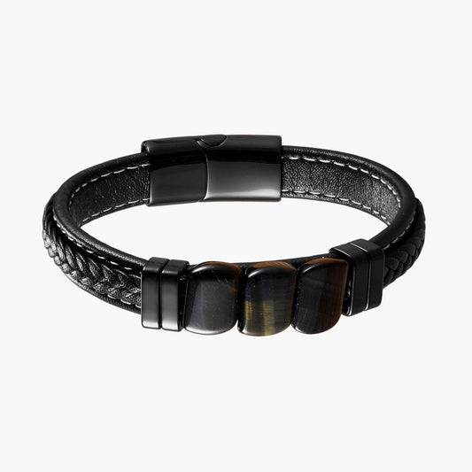 Pulseira de Couro e Pedra Natural