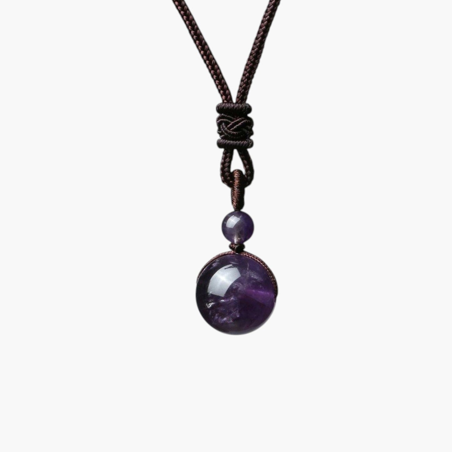 Colar com Pendente de Obsidiana Natural e Ametista