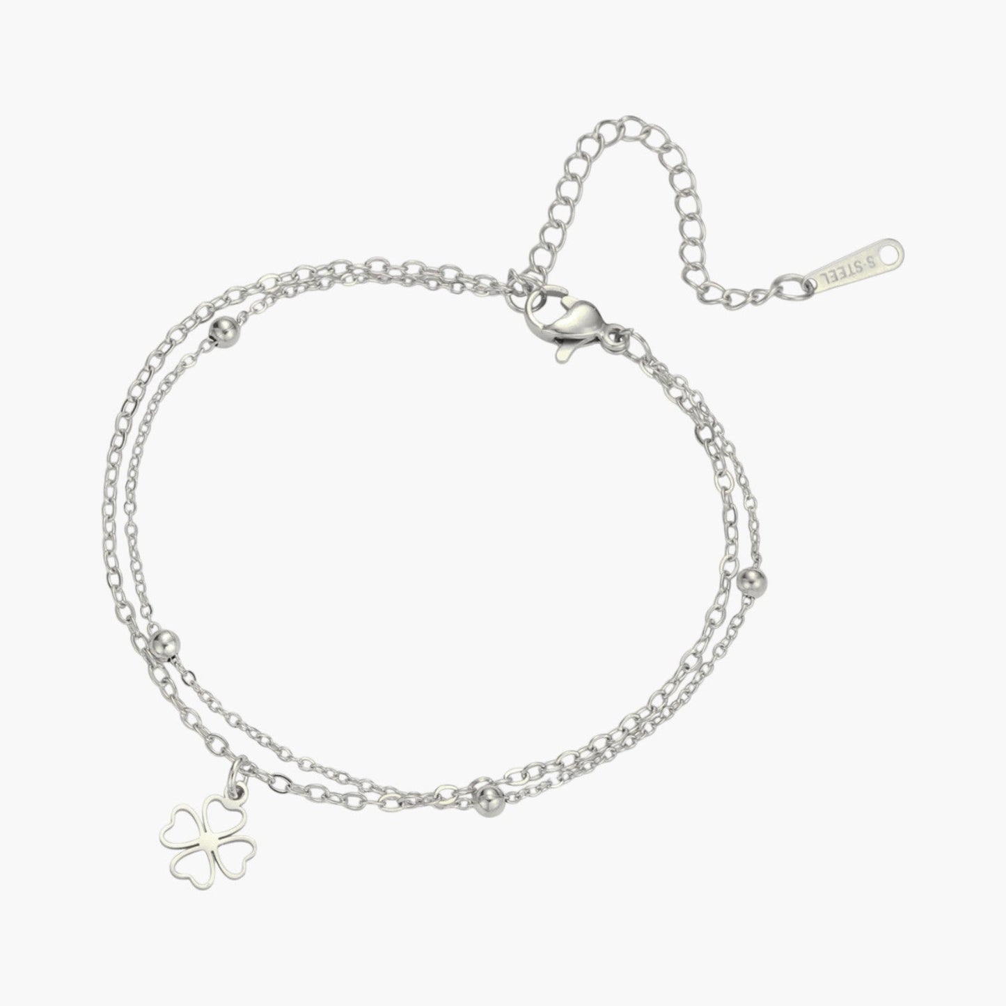 Pulseira Trevo Charm em Aço Inoxidável