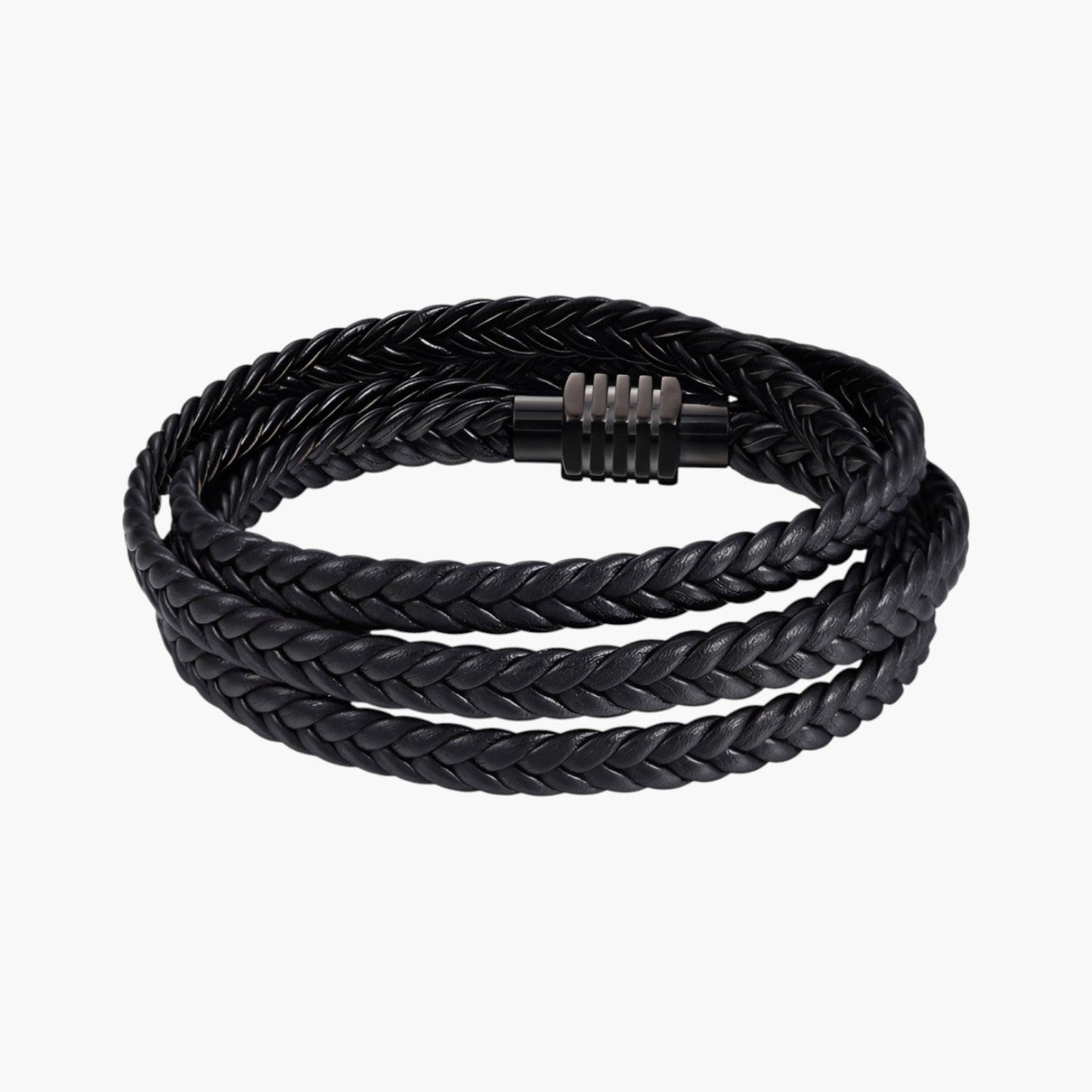 Pulseira em Couro Entrançado Multicamadas