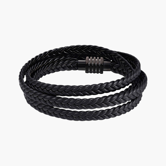 Pulseira em Couro Entrançado Multicamadas