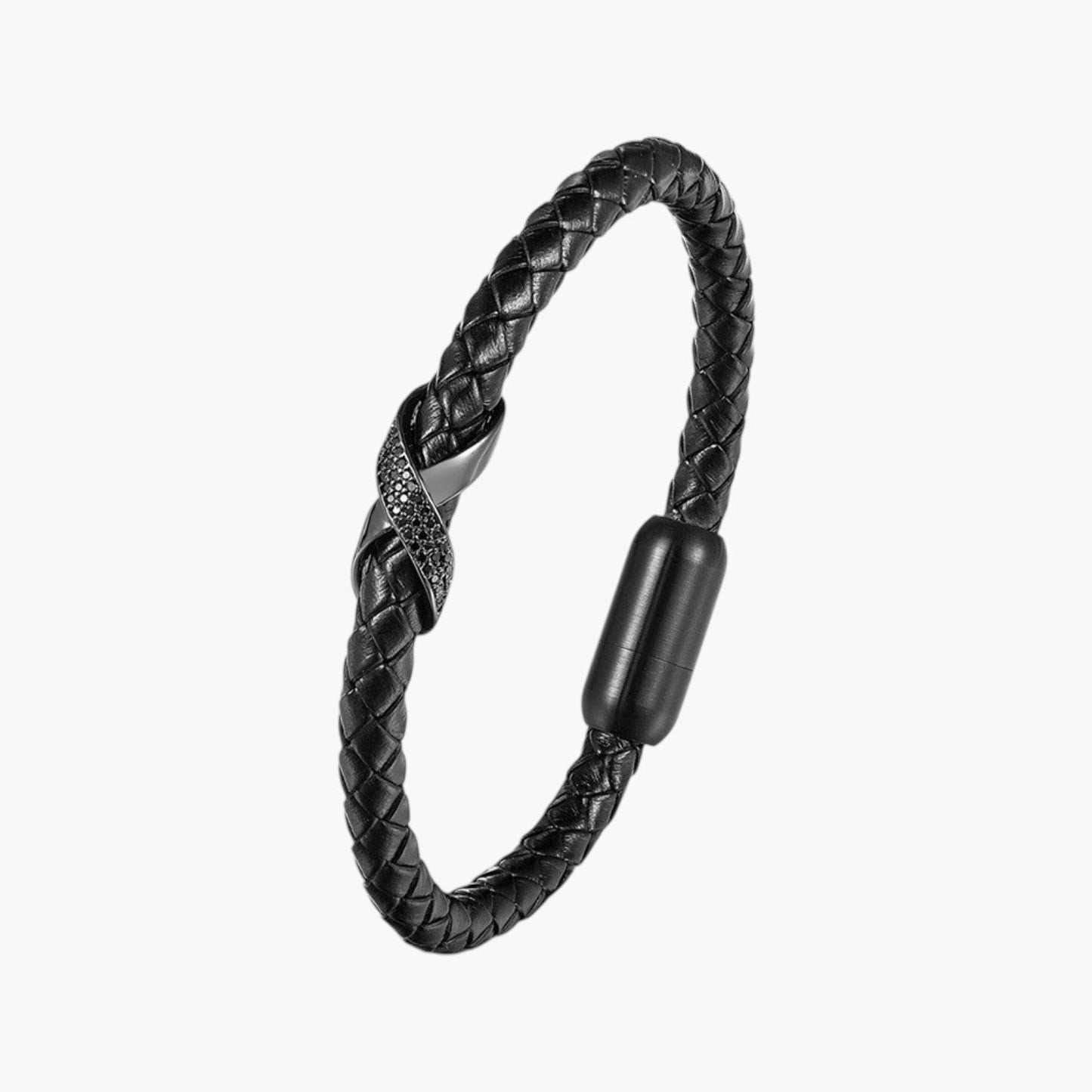 Pulseira de Couro e Aço Inoxidável 316L