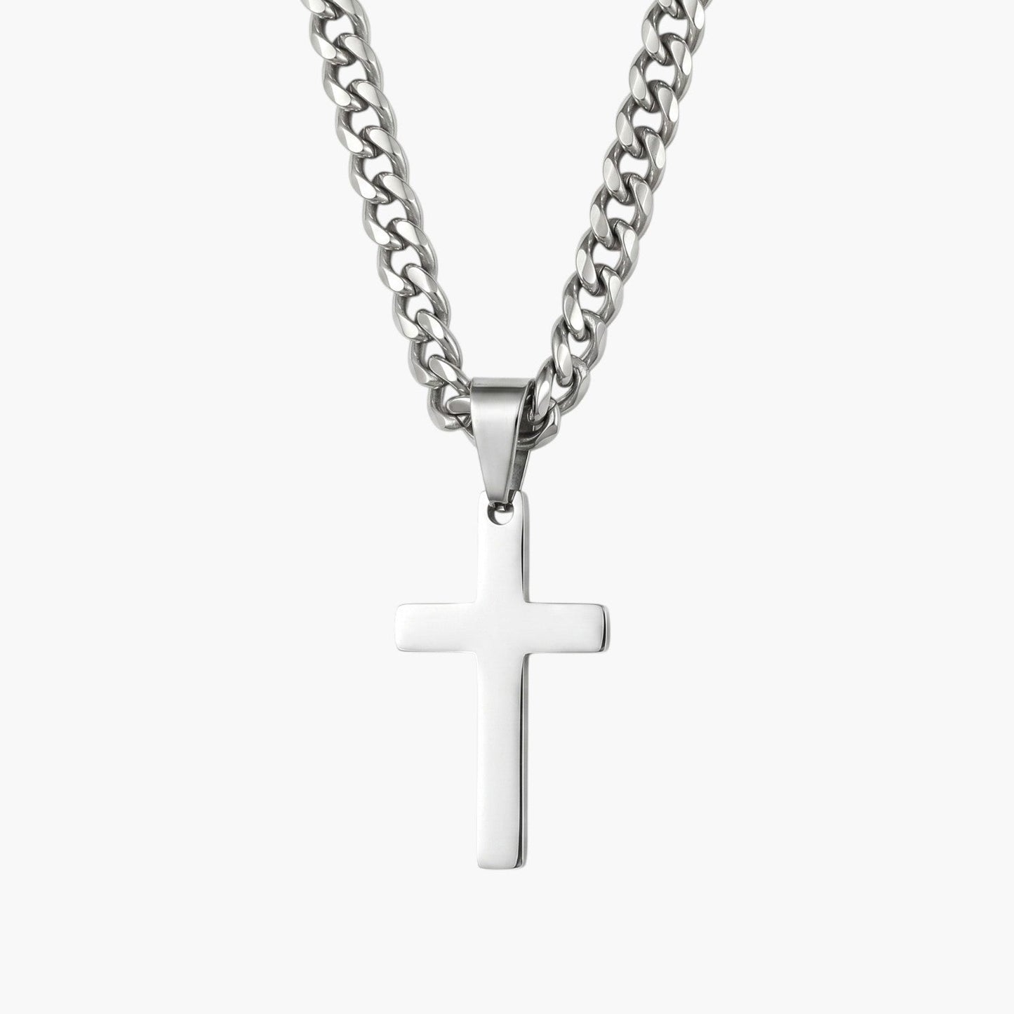Colar com Cruz em Aço Inoxidável
