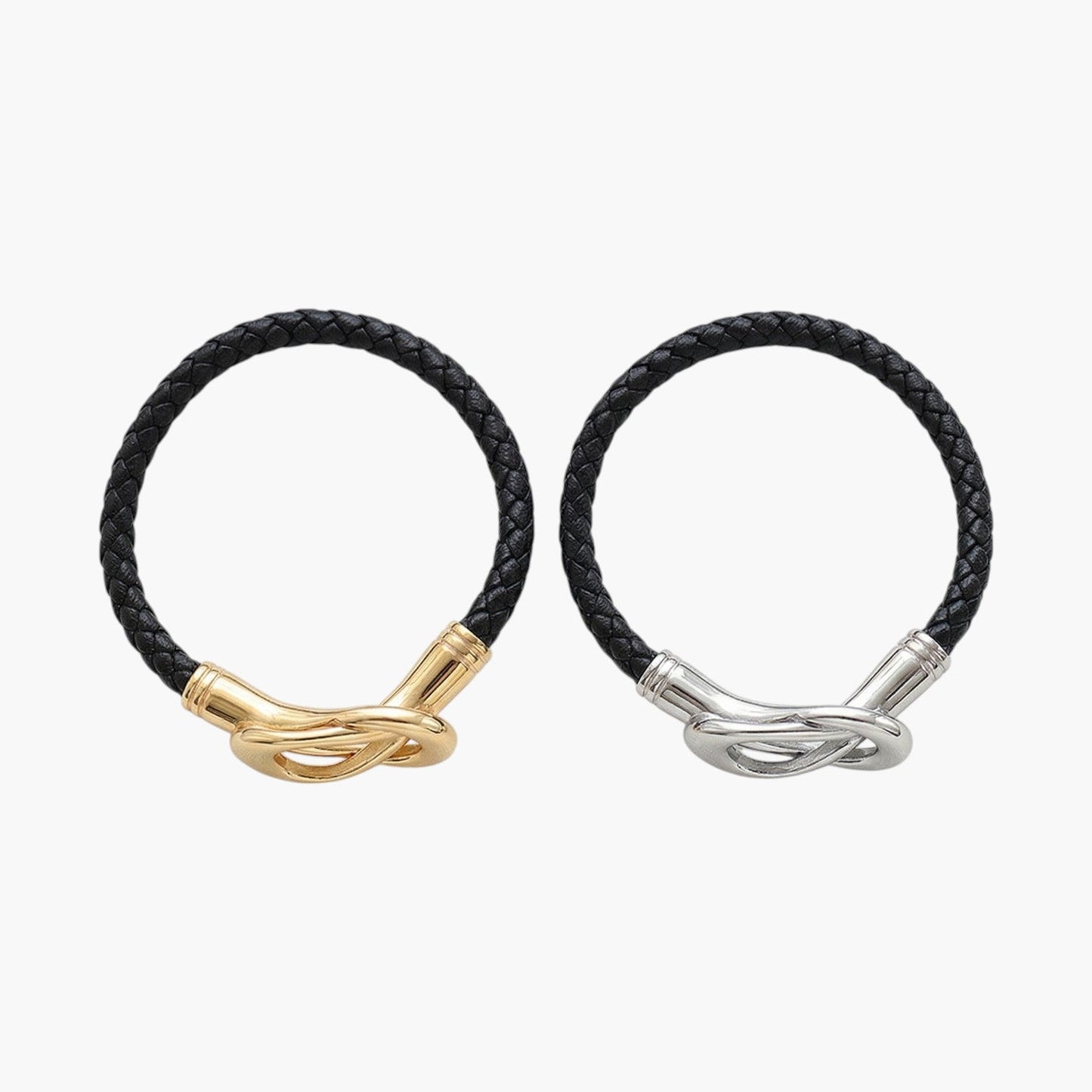 Pulseira de Couro e Aço Inoxidável