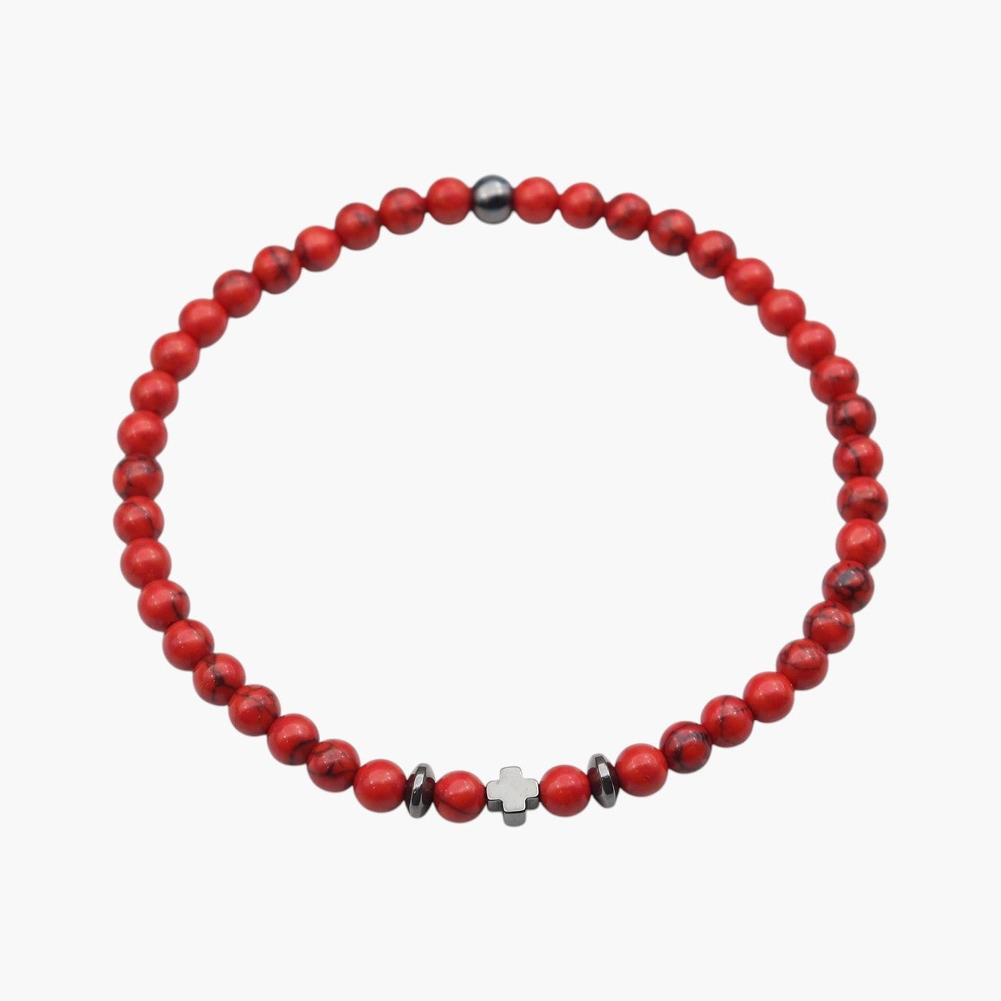 Pulseira em Pedra Natural com Cruz de Obsidiana