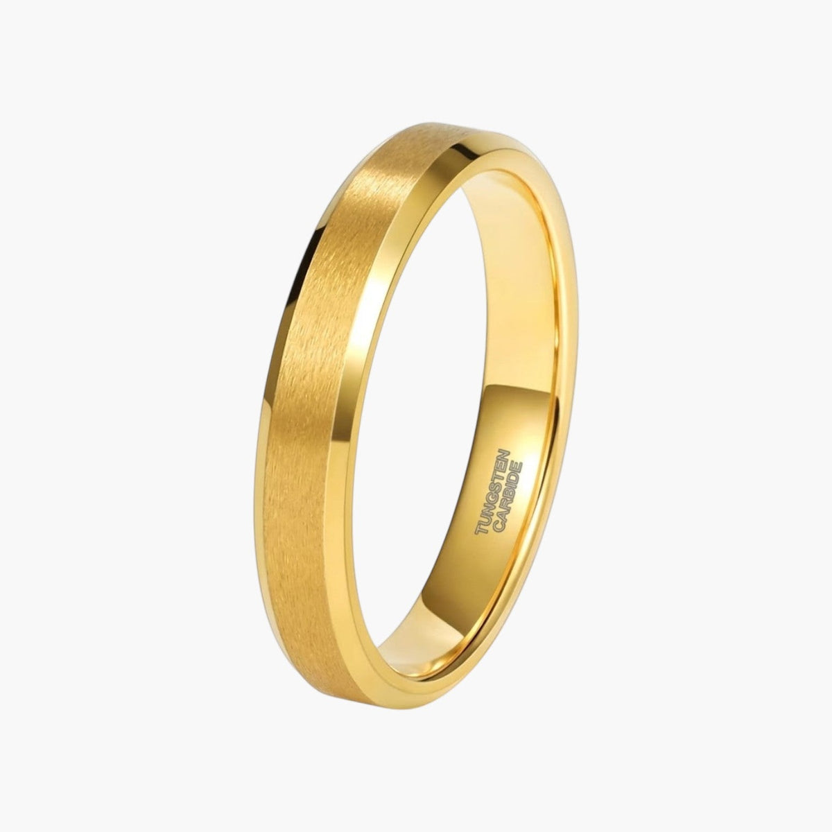 Anel Biselado em Aço de Tungsténio Dourado