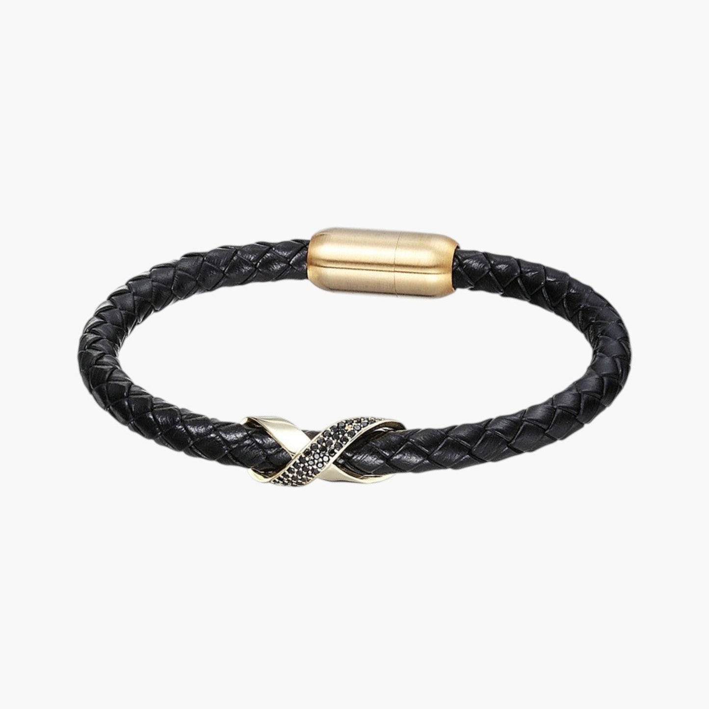 Pulseira de Couro e Aço Inoxidável 316L