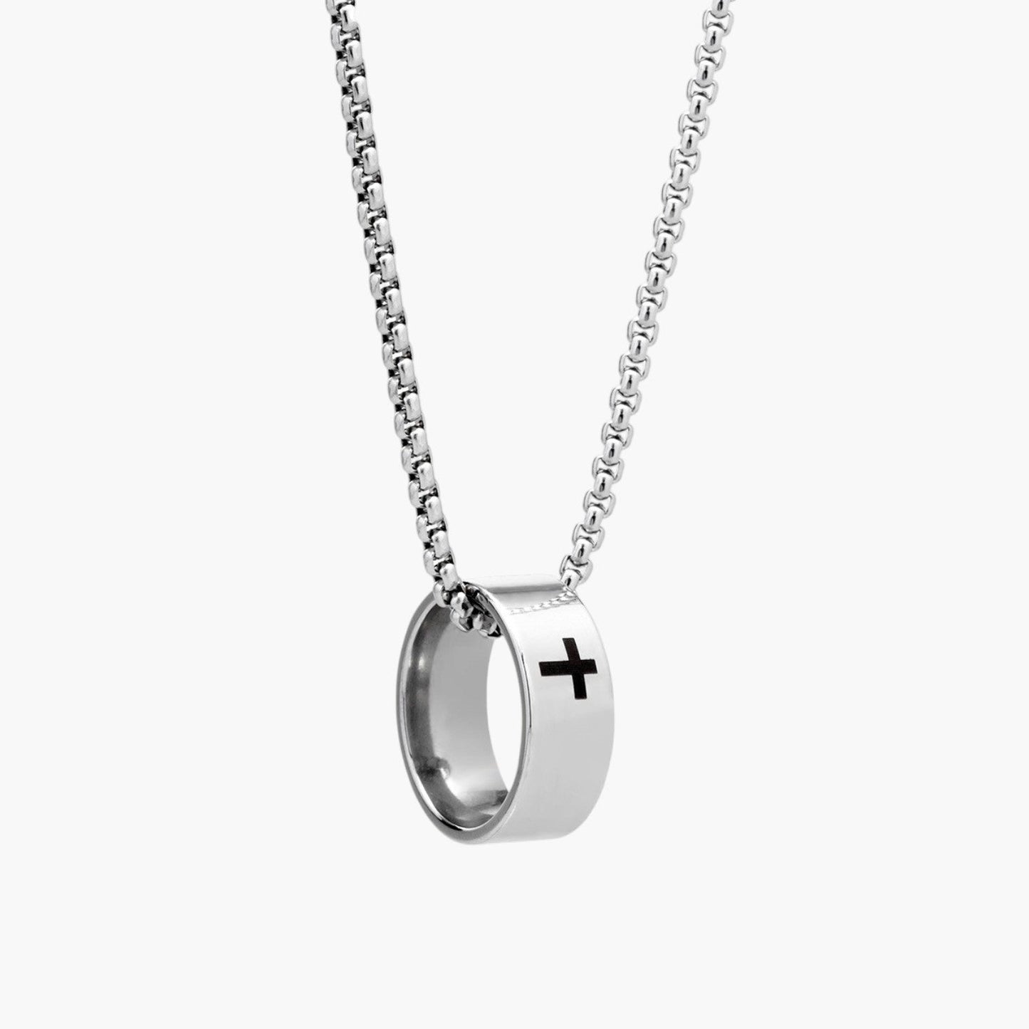 Colar Ring Cross em Aço Inoxidável 316L