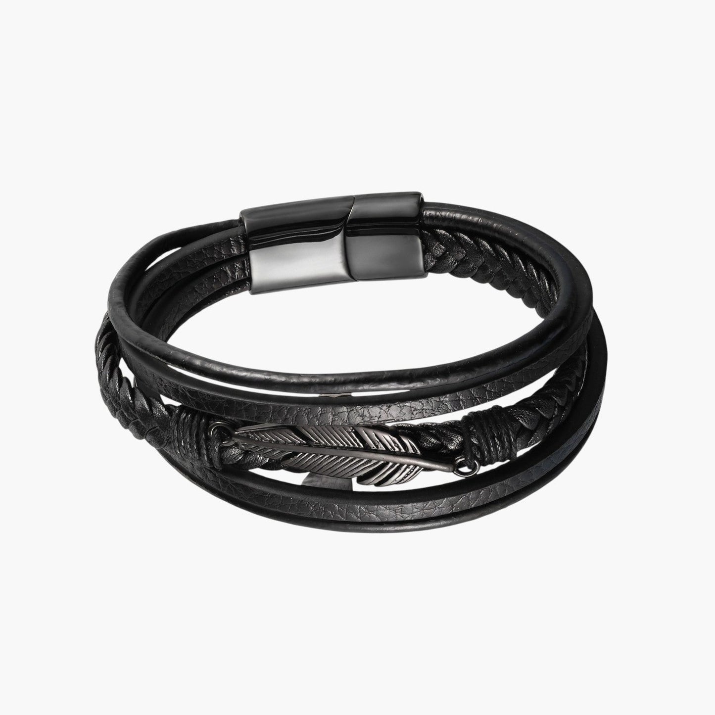 Pulseira de Couro e Aço Inoxidável 316L