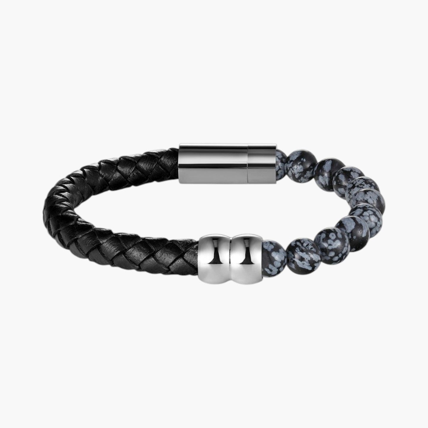Pulseira de Couro e Pedra Natural