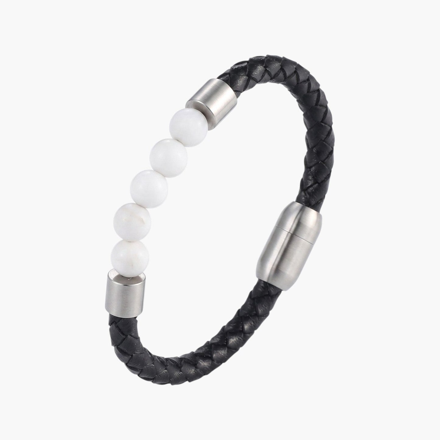 Pulseira de Couro e Pedra Natural