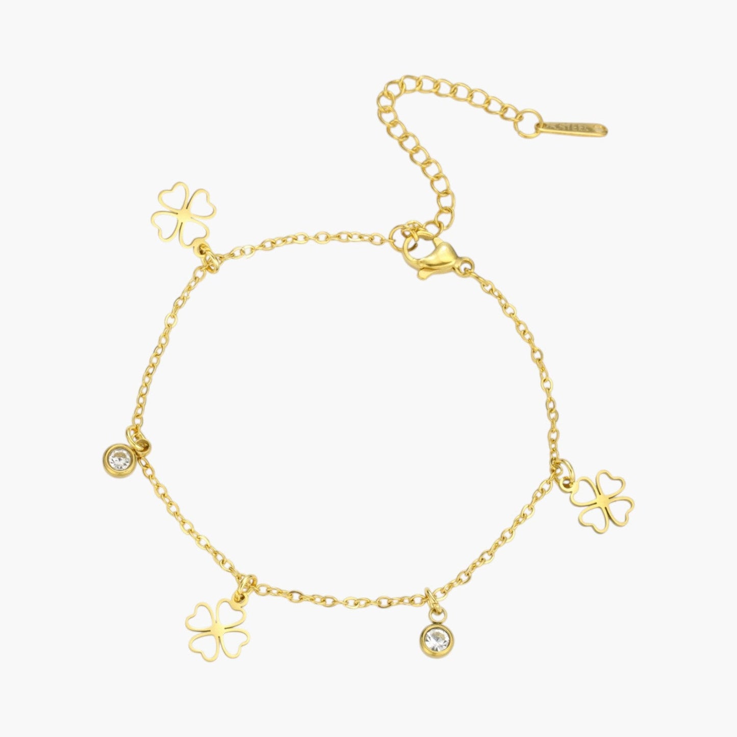 Pulseira Trevo Charm em Aço Inoxidável