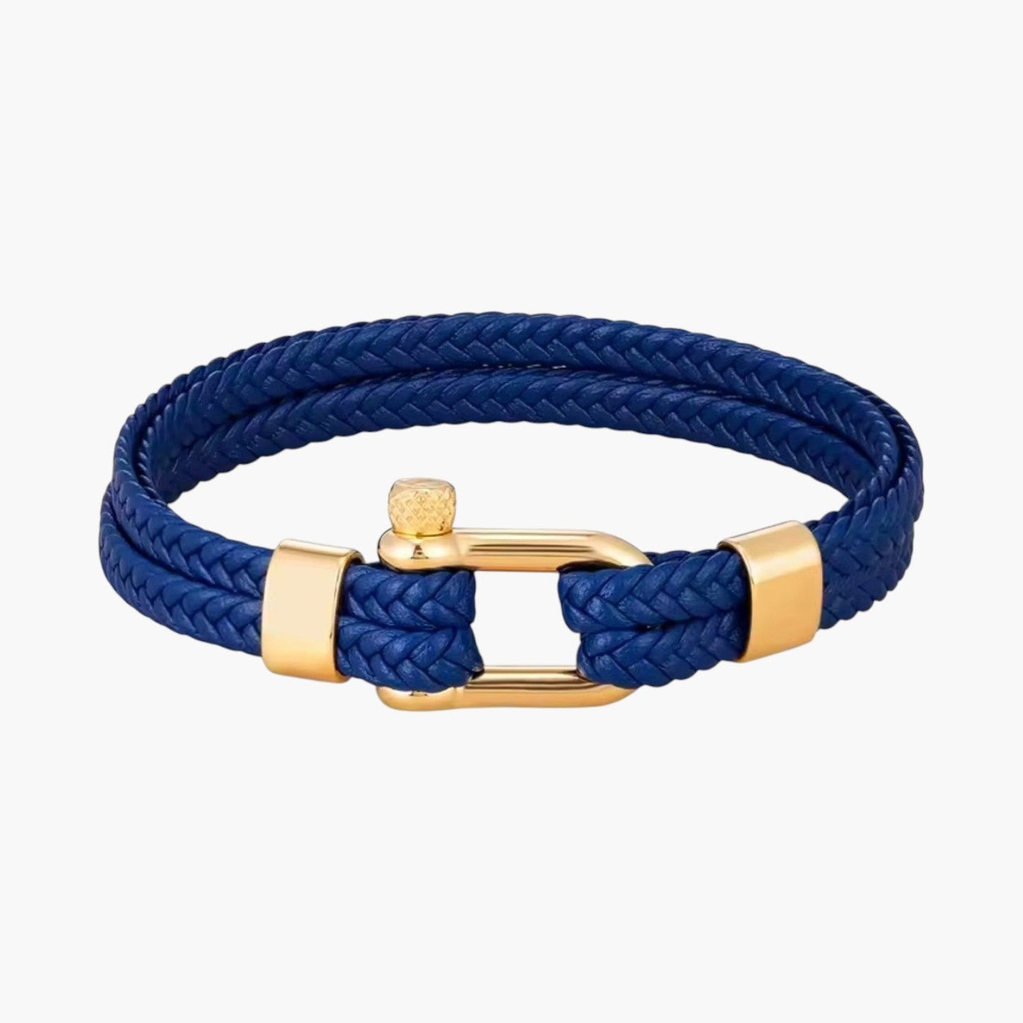 Pulseira Estilo Náutico em Couro e Aço Inoxidável