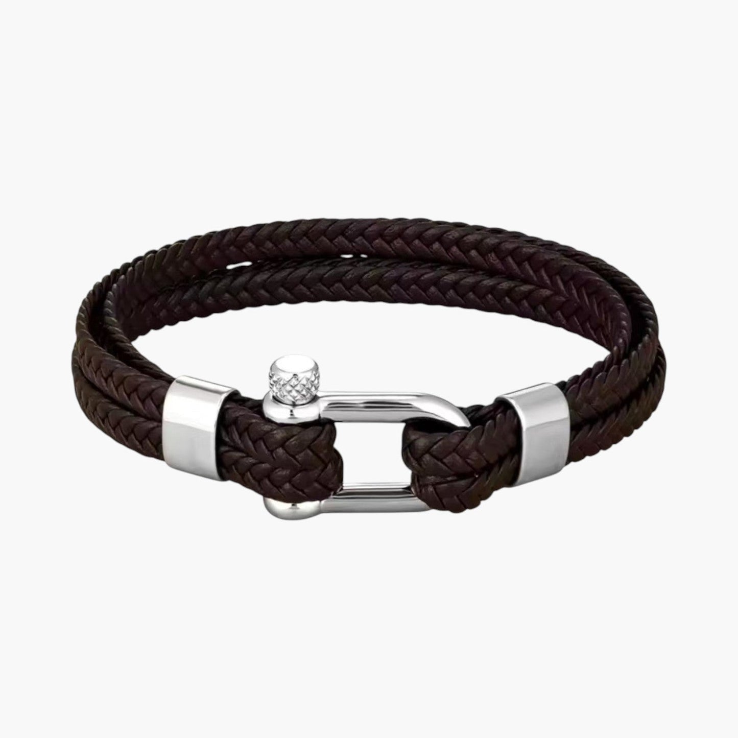 Pulseira Estilo Náutico em Couro e Aço Inoxidável
